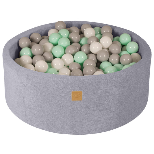 Round Ball Pit With 200 Balls, 90x30cm, Light Grey, Velvet