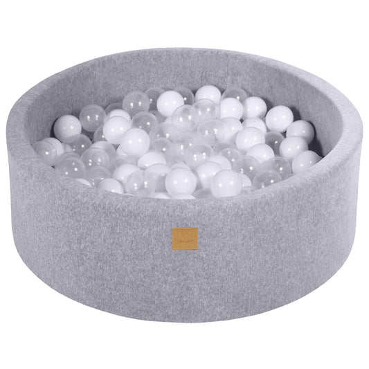Round Ball Pit With 200 Balls, 90x30cm, Light Grey, Velvet