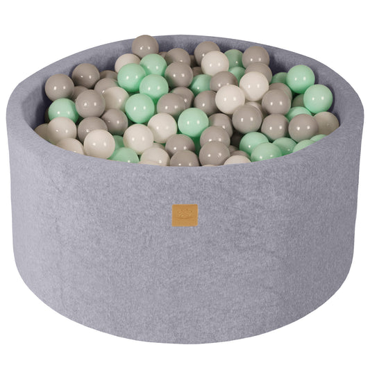 Round Ball Pit With 300 Balls, 90x40cm, Light Grey, Velvet