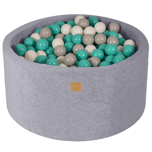 Round Ball Pit With 300 Balls, 90x40cm, Light Grey, Velvet