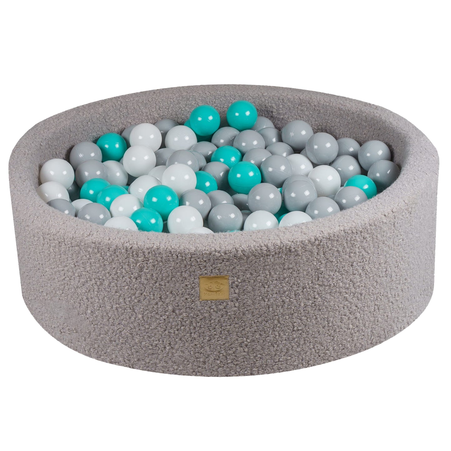 Round Ball Pit With 200 Balls, 90x30cm, Grey, Boucle