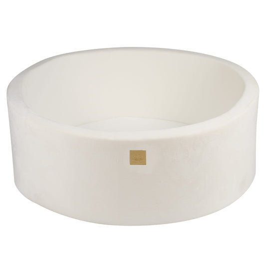 Round Ball Pit Without Balls, 90x30cm, White, Supersoft Velvet