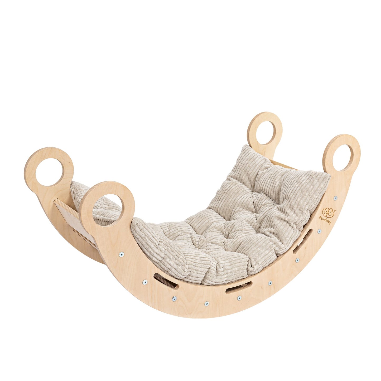 Large Dream Rocker Classic Wood & Slide & Ladder With Beige Pillow
