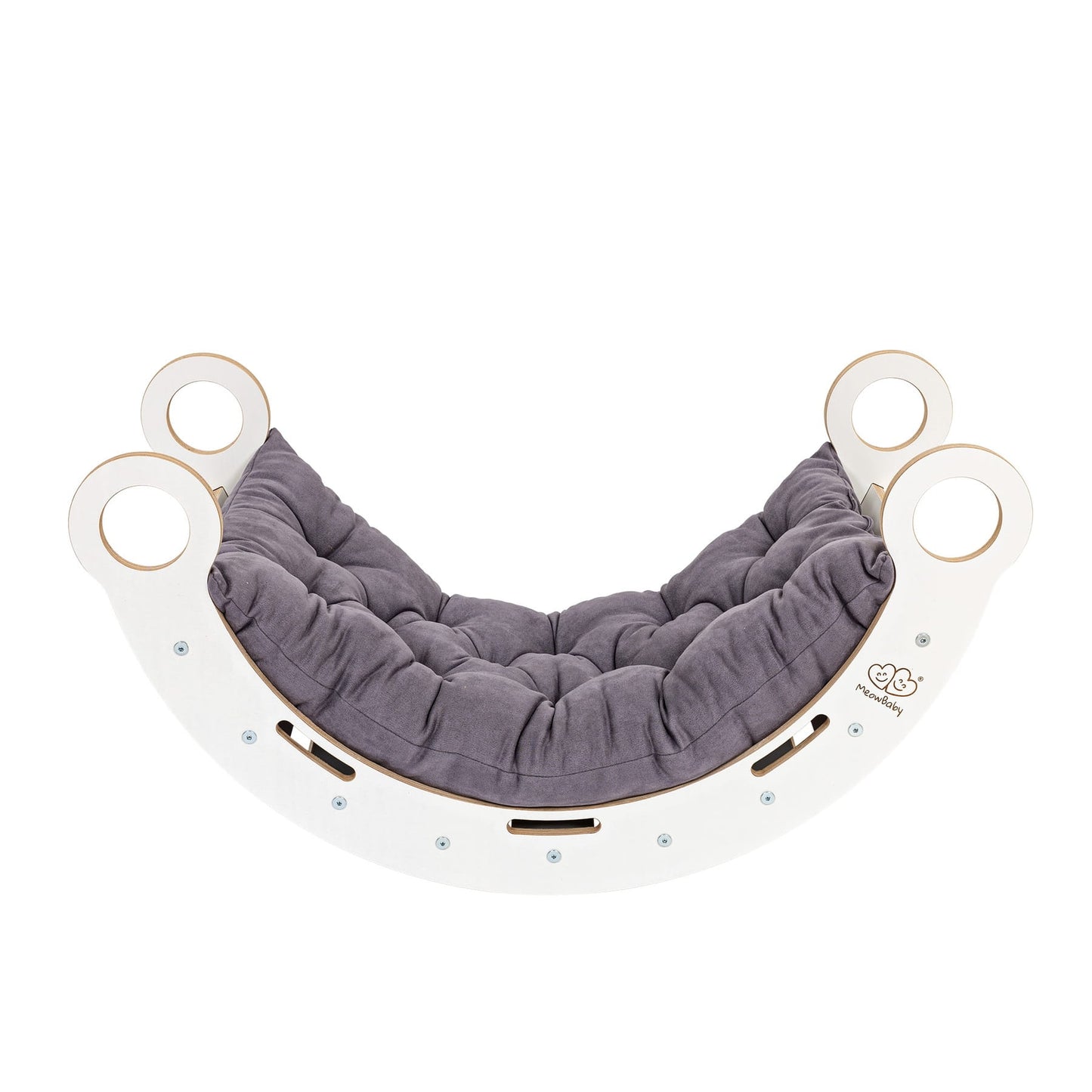 Large Dream Rocker White Wood & Slide With Grey Pillow