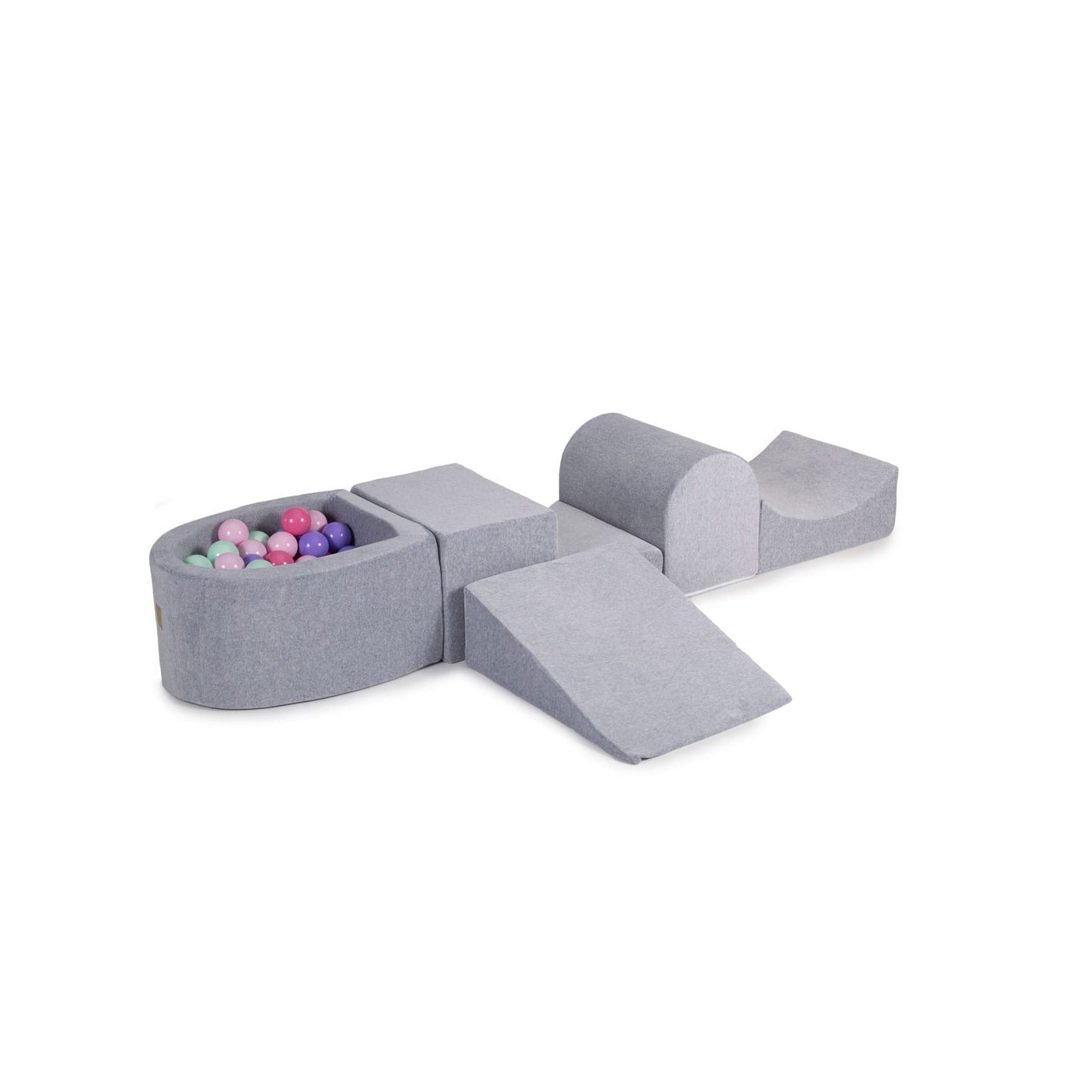 Foam Playset With Small Ball Pit Playground For Children With 100 Balls Certified, Velvet, Light Gray: Pastel Pink/Light Pink/Mint/Lilac