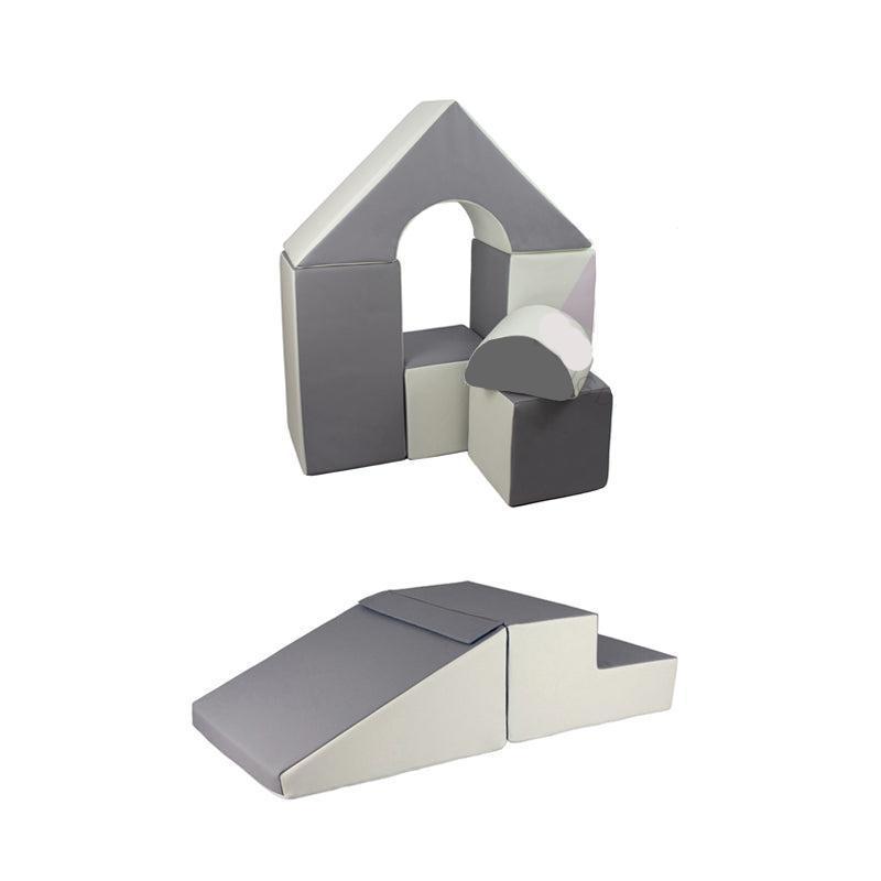 Grey Castle Playset & Mini Slide Soft Play Set β 6-Piece - Foam - Grey