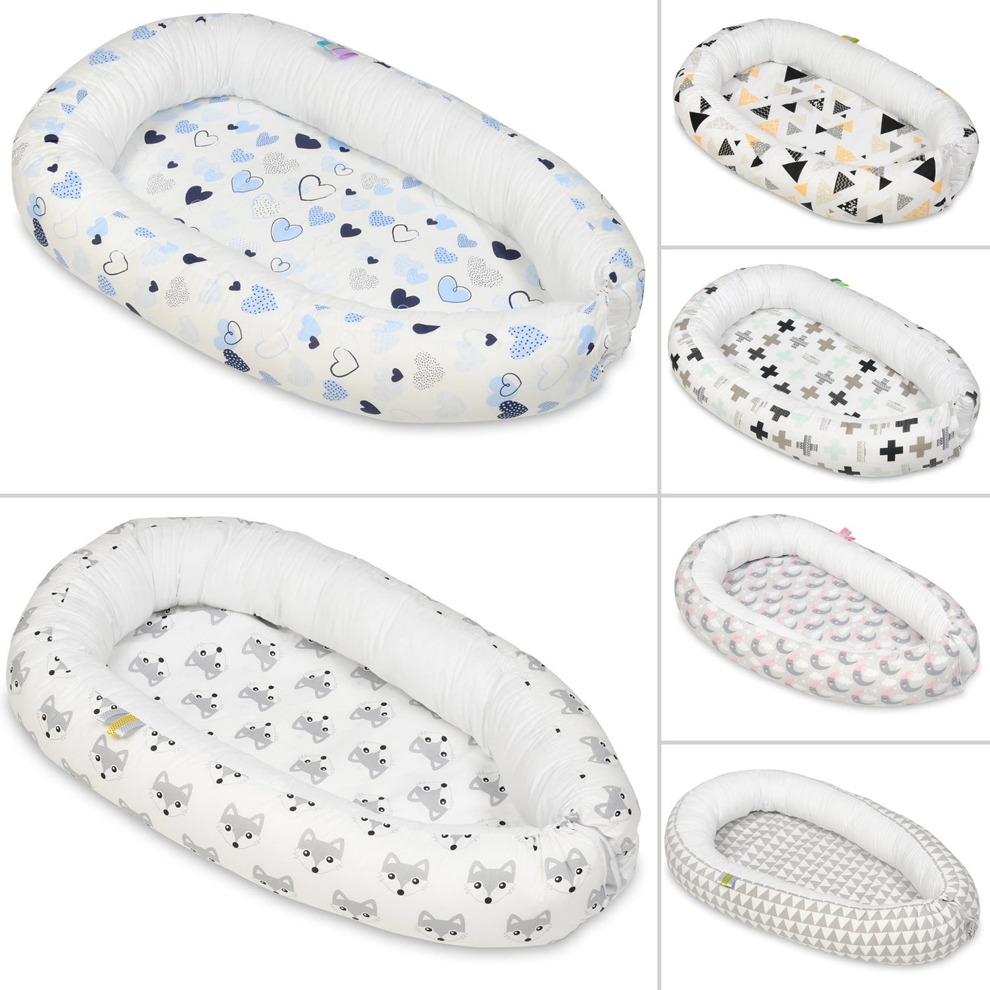 Velinda Baby Nest - Soft Cotton - Adjustable - for Infants Up to 8 Months - Width 60cm - Length 85cm
