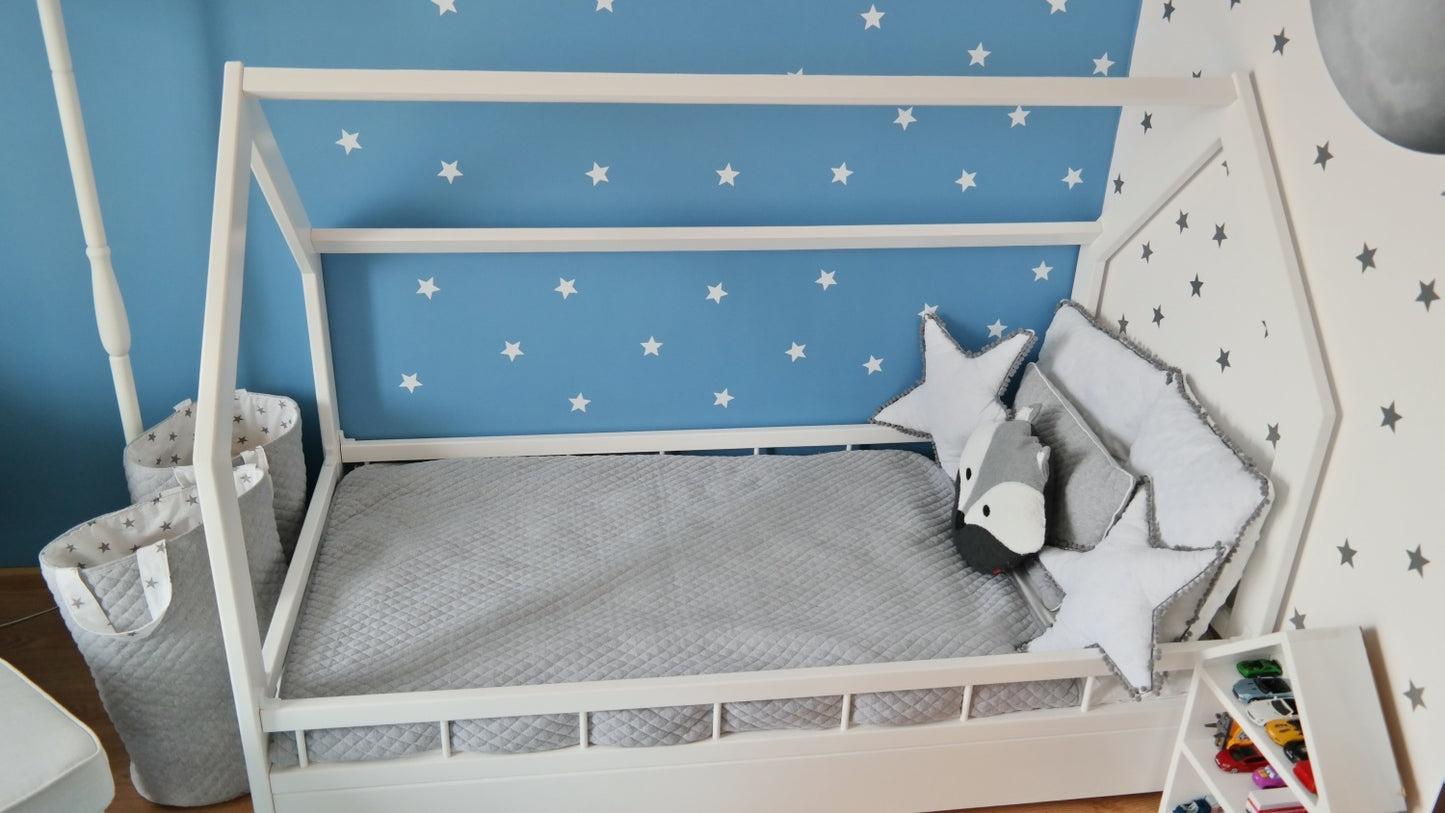 Velinda Scandinavian Kids Bed - Pine Wood, 120cm Height - Play & Sleep - Fits 80x160cm Mattress