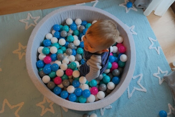 Velinda Soft Jersey Ball Pit with 150 Balls - Baby & Kids Play Gift - 90cm