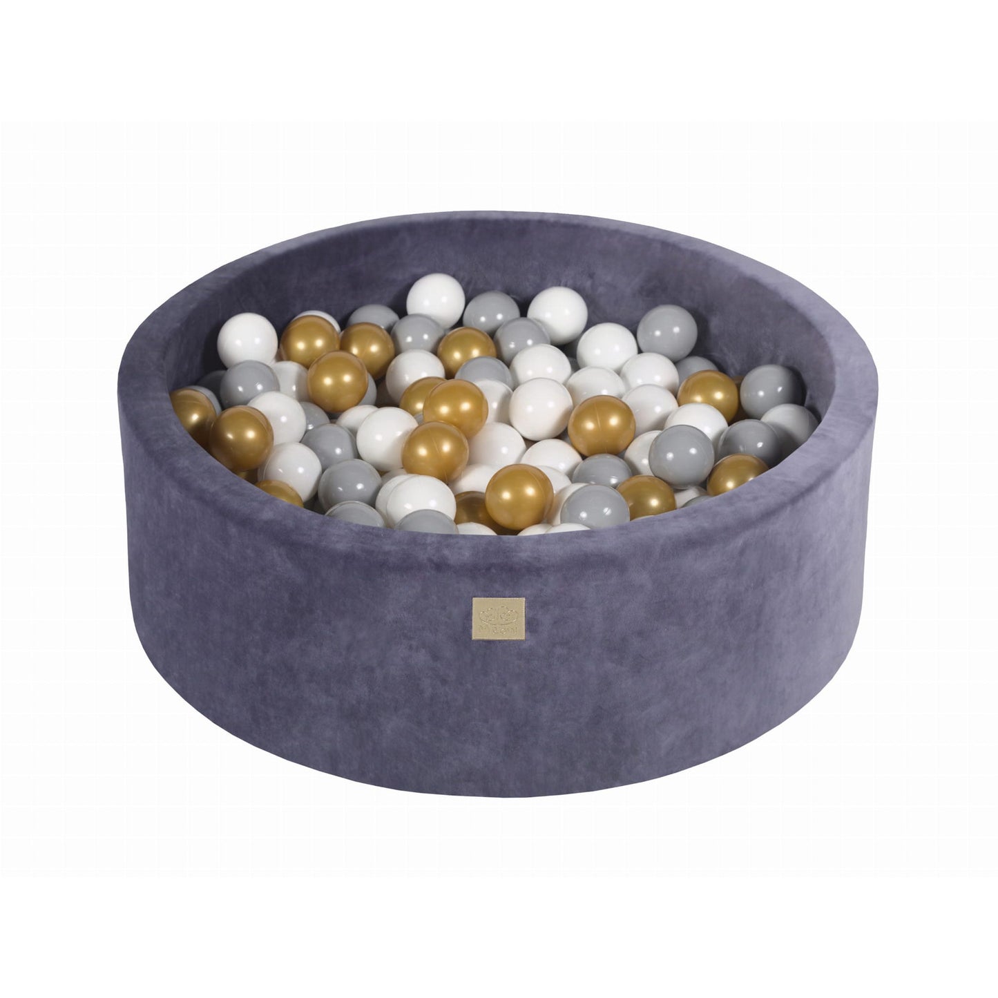 Round Ball Pit With 200 Balls, 90x30cm, Blue Grey, Velvet