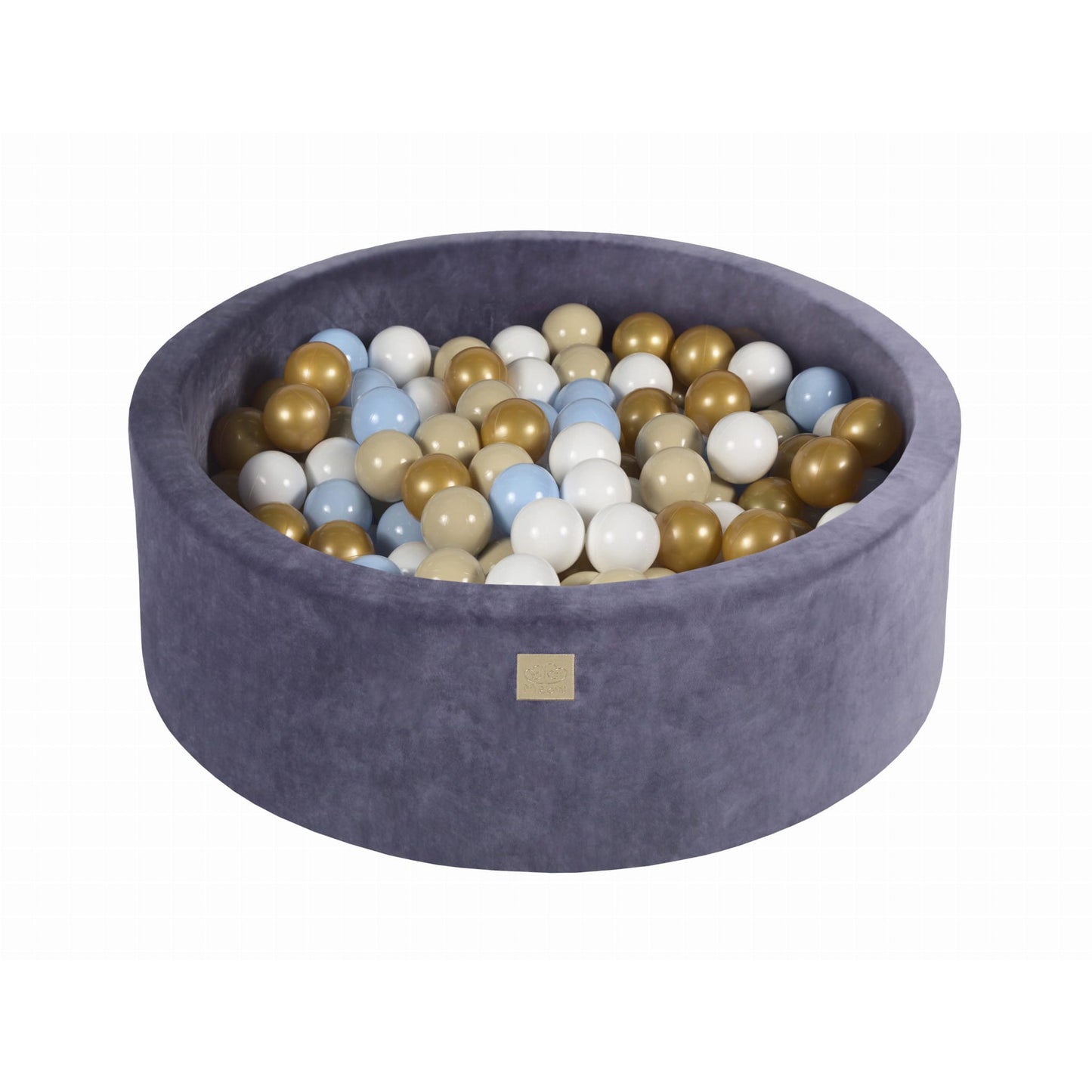 Round Ball Pit With 200 Balls, 90x30cm, Blue Grey, Velvet