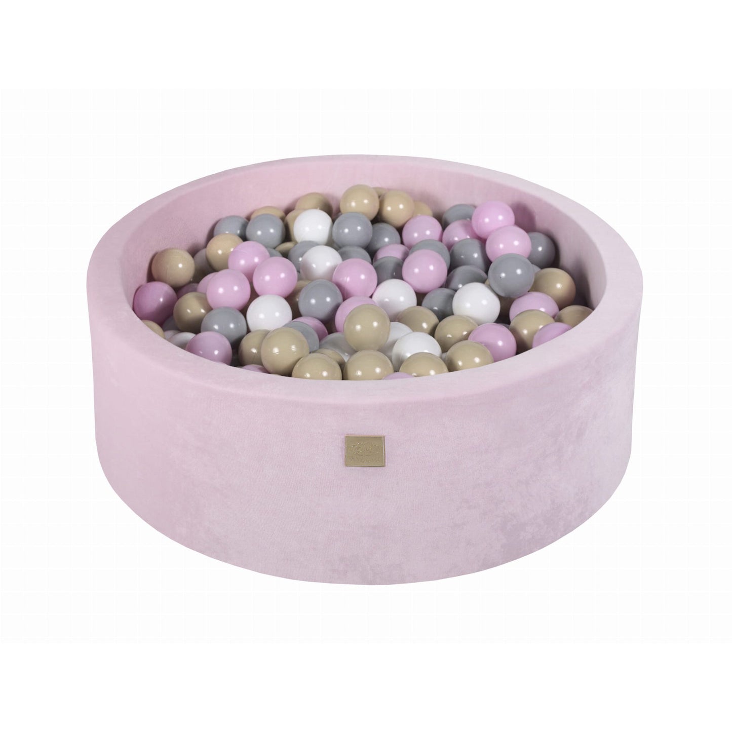 Round Ball Pit With 200 Balls, 90x30cm, Light Pink, Velvet