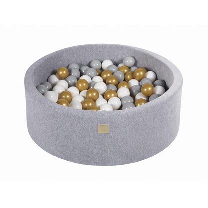 Round Ball Pit With 200 Balls, 90x30cm, Light Grey, Velvet