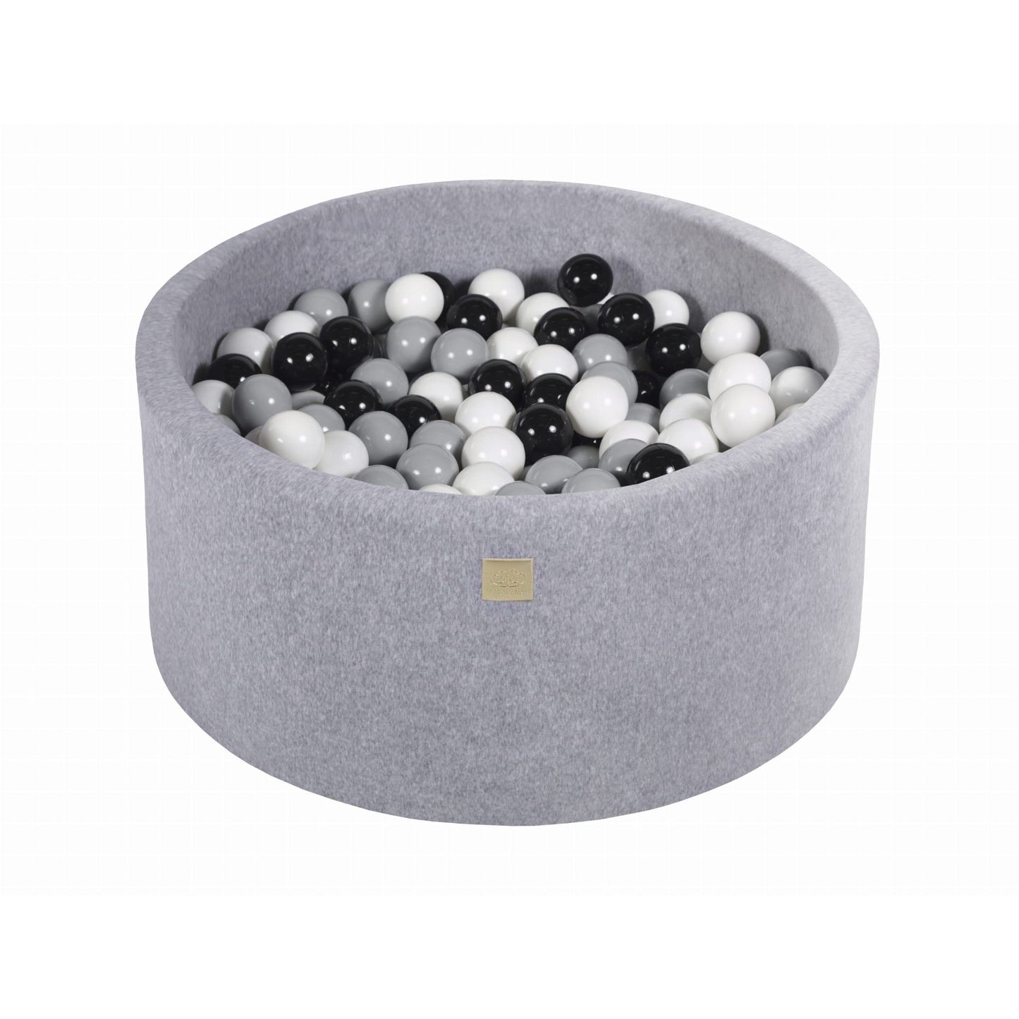 Round Ball Pit With 300 Balls, 90x40cm, Light Grey, Velvet