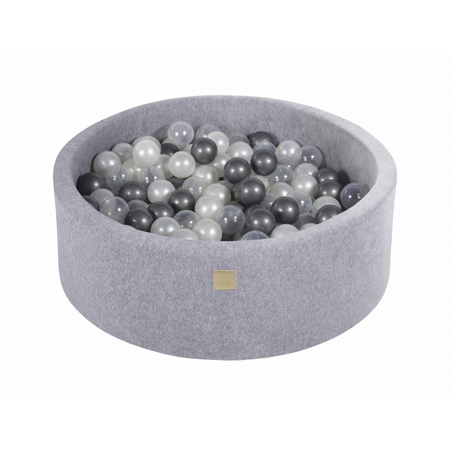 Round Ball Pit With 200 Balls, 90x30cm, Light Grey, Velvet