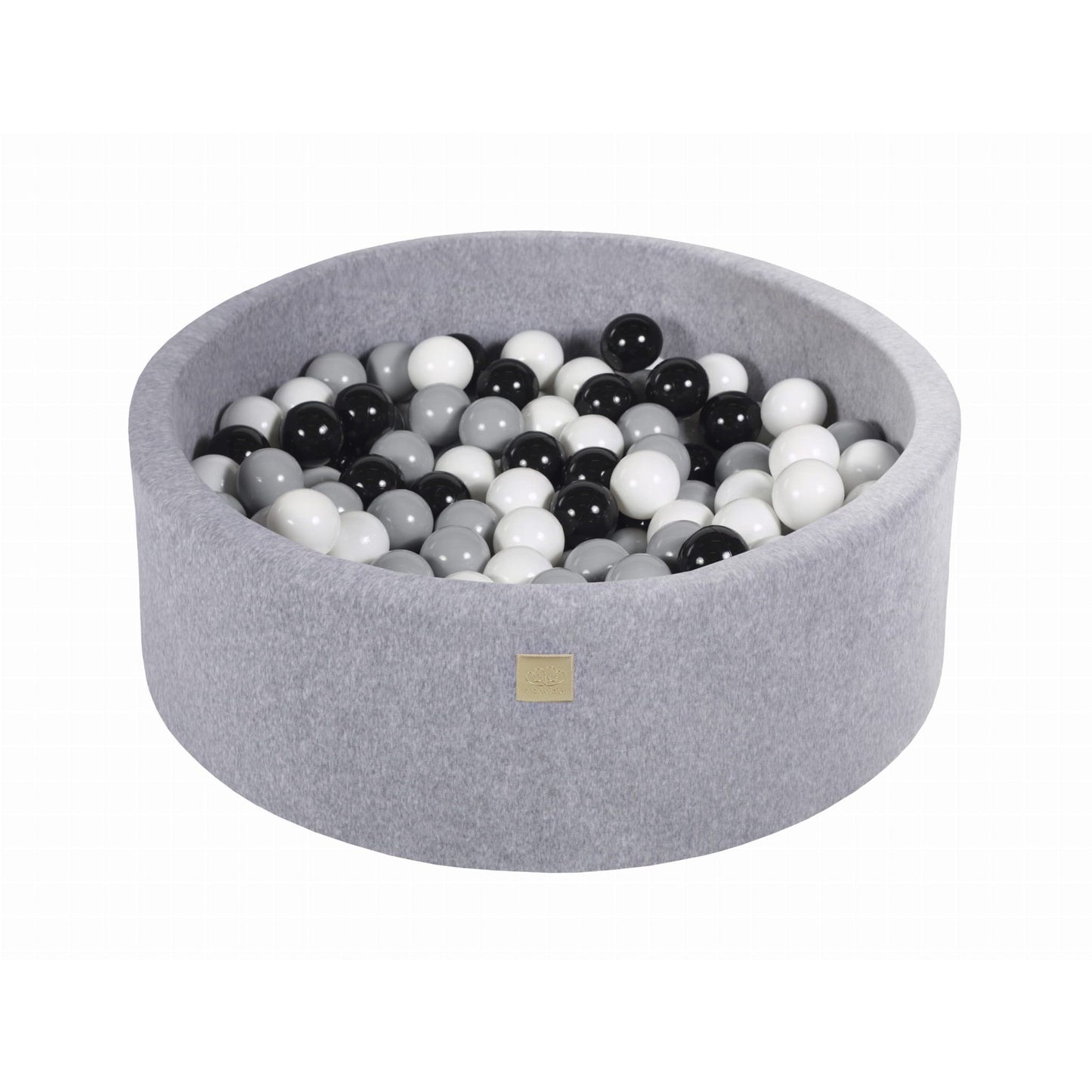 Round Ball Pit With 200 Balls, 90x30cm, Light Grey, Velvet