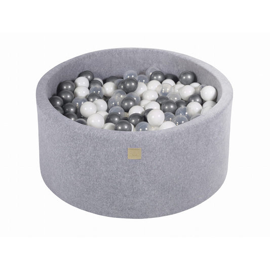 Round Ball Pit With 300 Balls, 90x40cm, Light Grey, Velvet