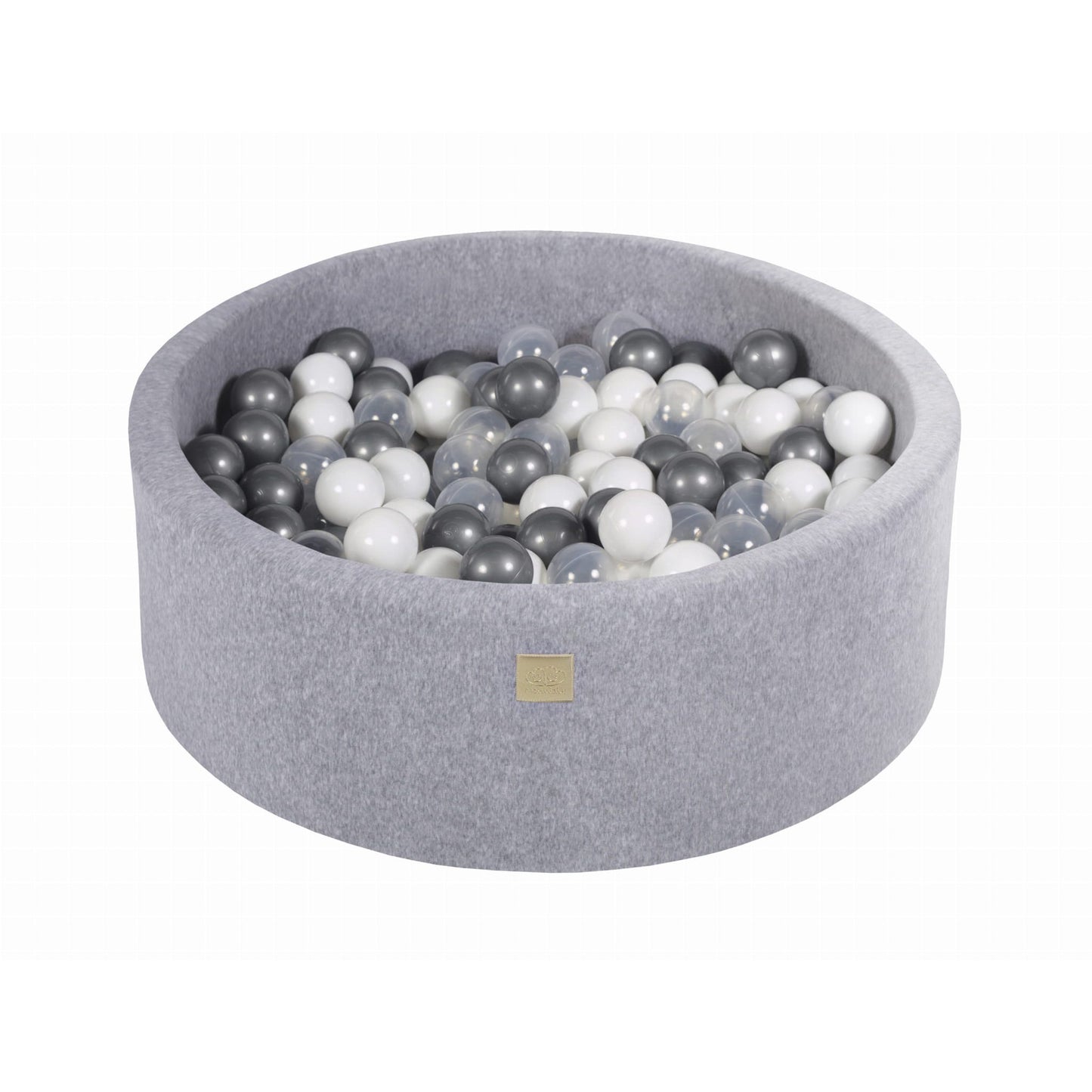 Round Ball Pit With 200 Balls, 90x30cm, Light Grey, Velvet