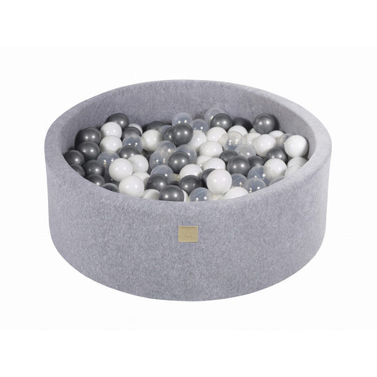 Round Ball Pit With 200 Balls, 90x30cm, Light Grey, Velvet