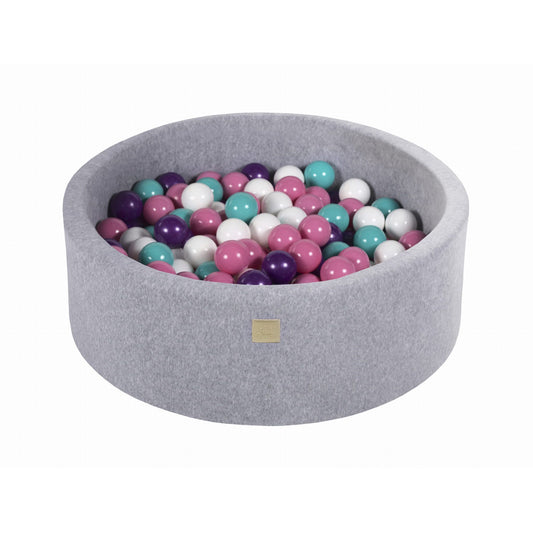 Round Ball Pit With 200 Balls, 90x30cm, Light Grey, Velvet