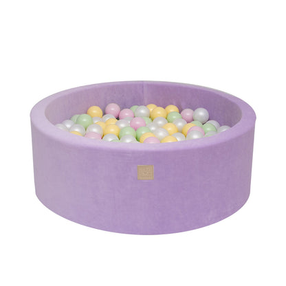 Round Ball Pit With 250 Balls, 90x30cm, Lilac, Velvet, Model Hocus Crocus