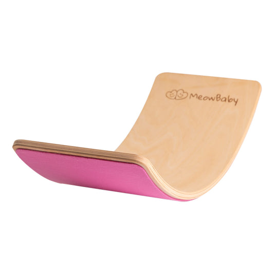 Wooden Balance Board 80x30cm, Natural, Pink Felt