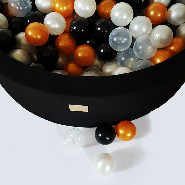 Round Ball Pit With 250 Balls, 90x40cm, Black, Cotton, Model Glamour