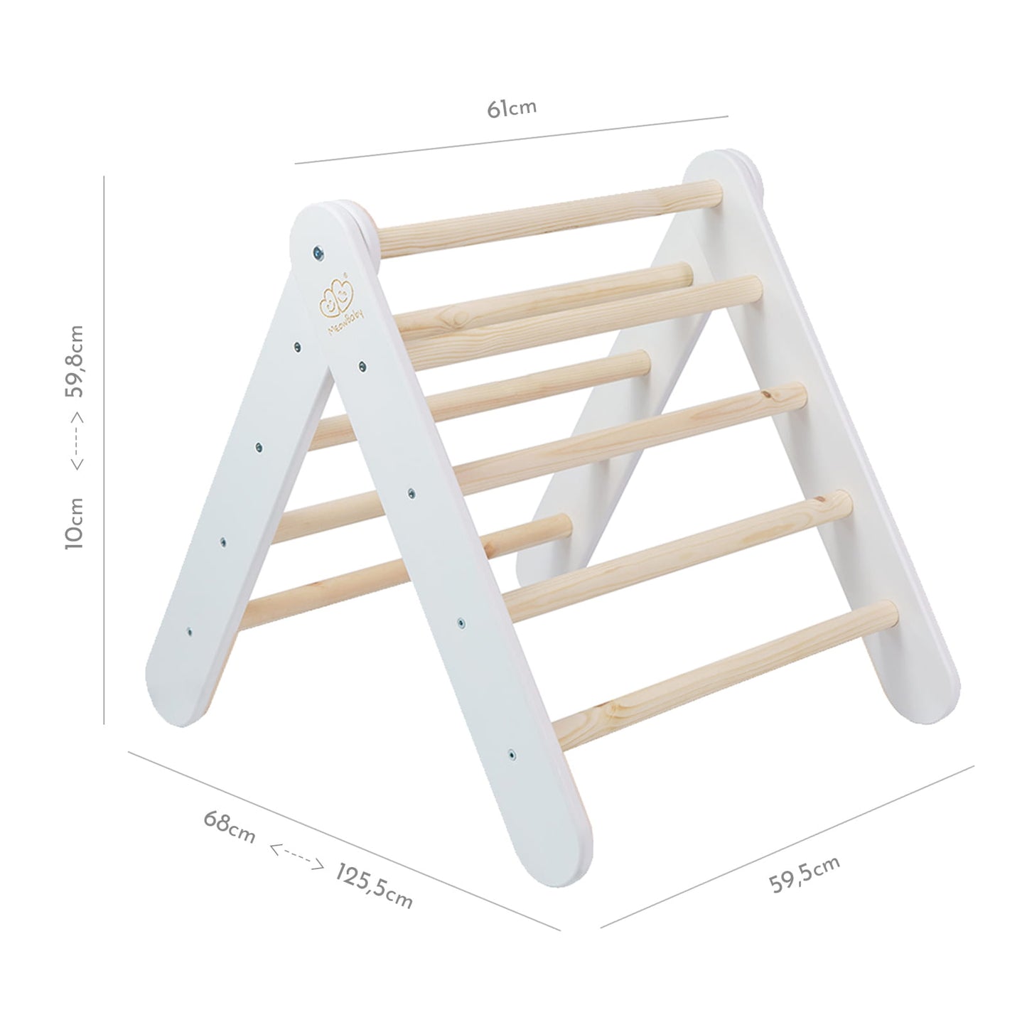 A House For Children With A Ladder 60x61 Cm Folding Into The Room. Wood, Linen, Viscose, A Pink House, White Ladder