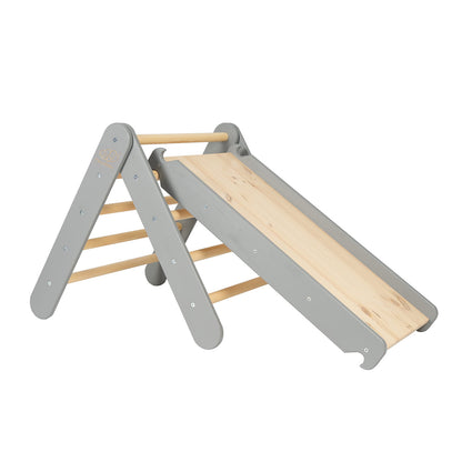 Ladder 60x61cm, Slide Climbing Wall 2in1, Children's Set, Wooden, Grey