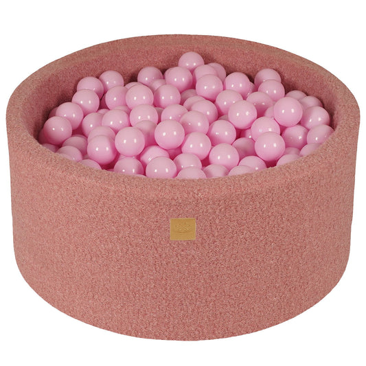 Round Ball Pit With 300 Balls, 90x40cm, Pink, Boucle