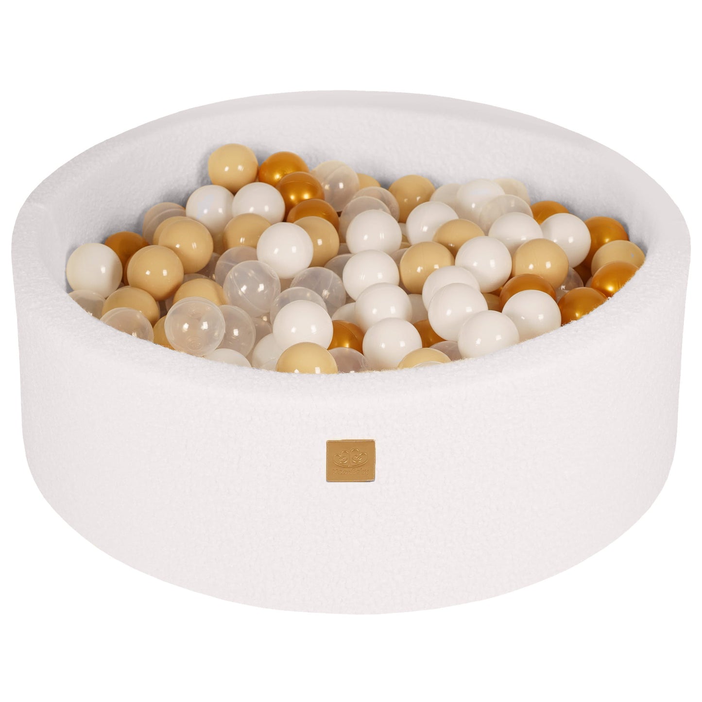 Round Ball Pit With 200 Balls, 90x30cm, White, Boucle