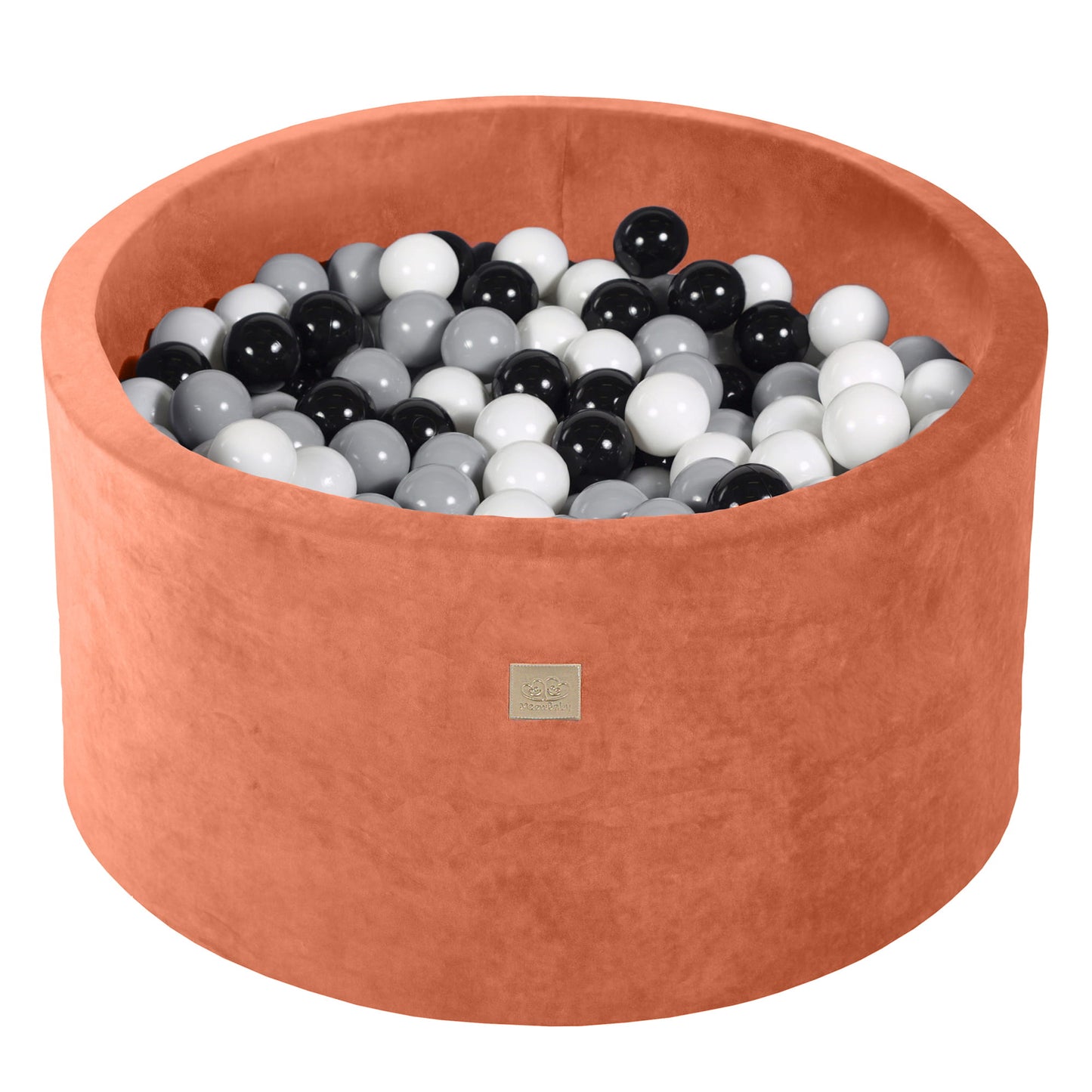 Round Ball Pit With 300 Balls, 90x40cm, Marsala Red, Velvet