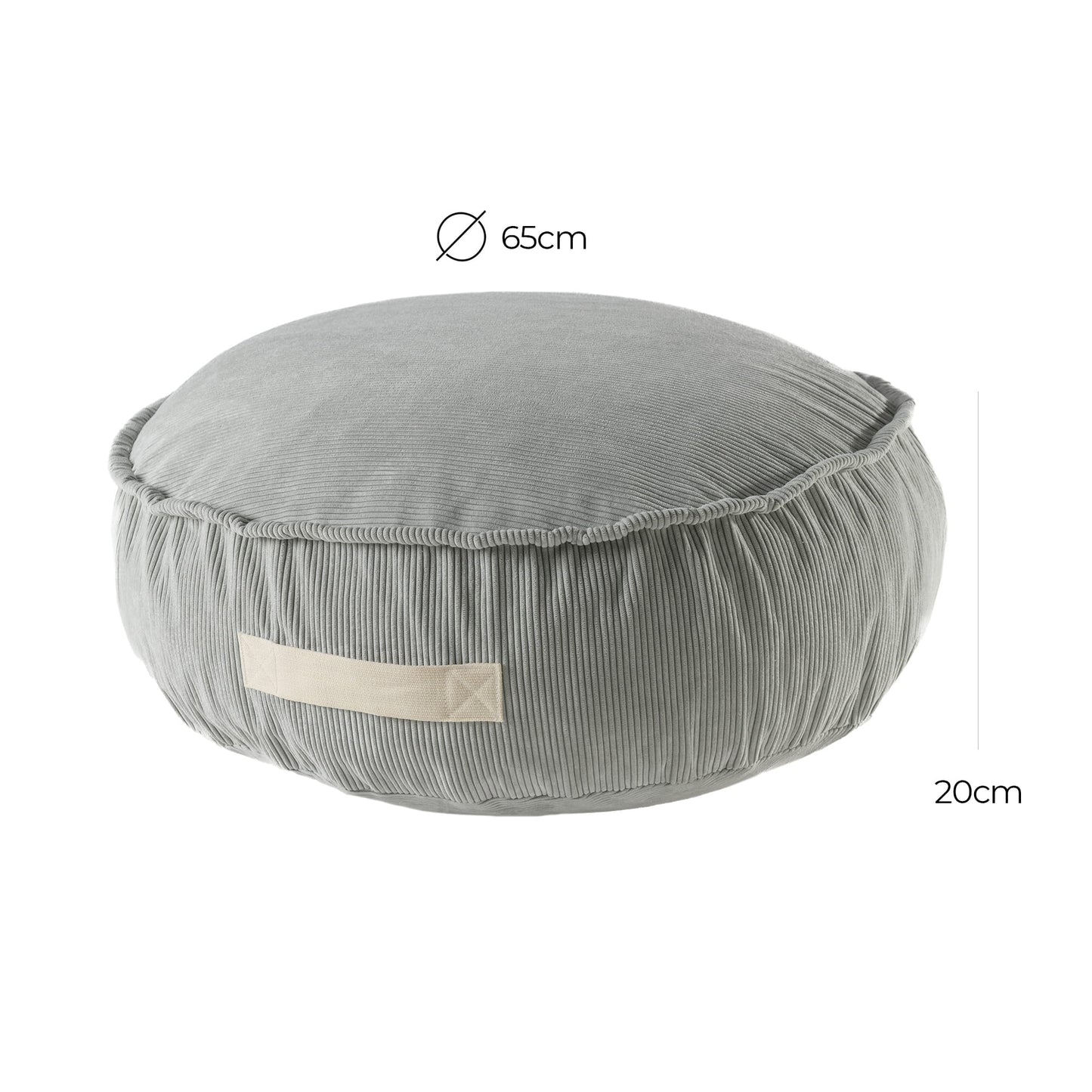 Pouffe For Children, Round, Slimcord, Grey