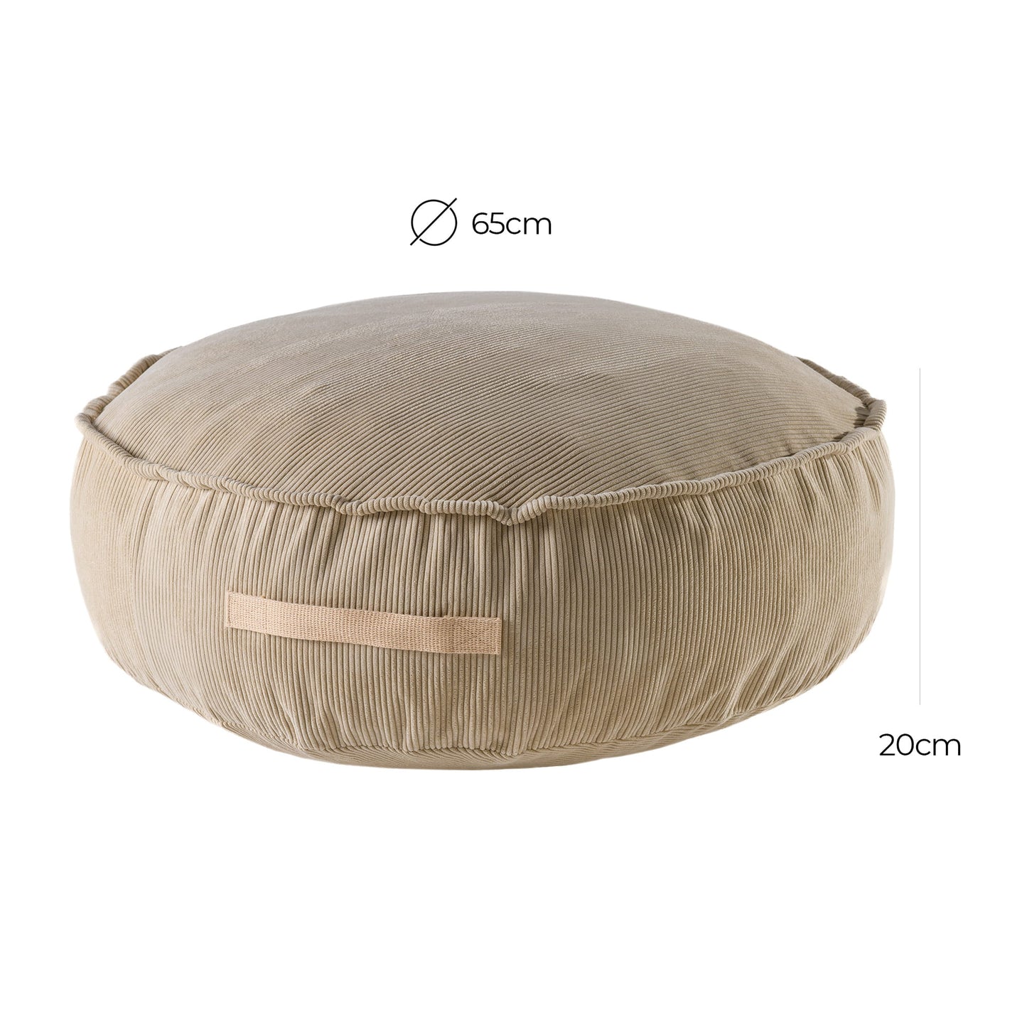 Pouffe For Children, Round, Slimcord, Sand