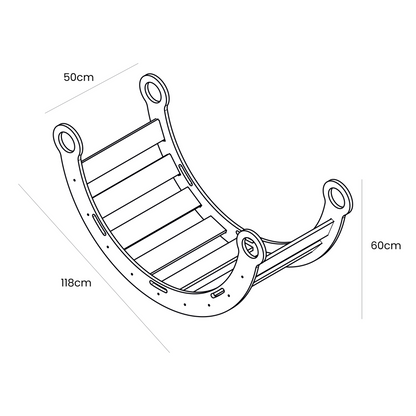 Large Dream Rocker Classic Wood & Ladder With Beige Pillow