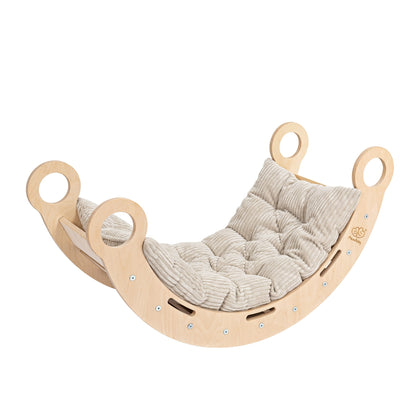 Large Dream Rocker Classic Wood & Slide & Ladder With Beige Pillow