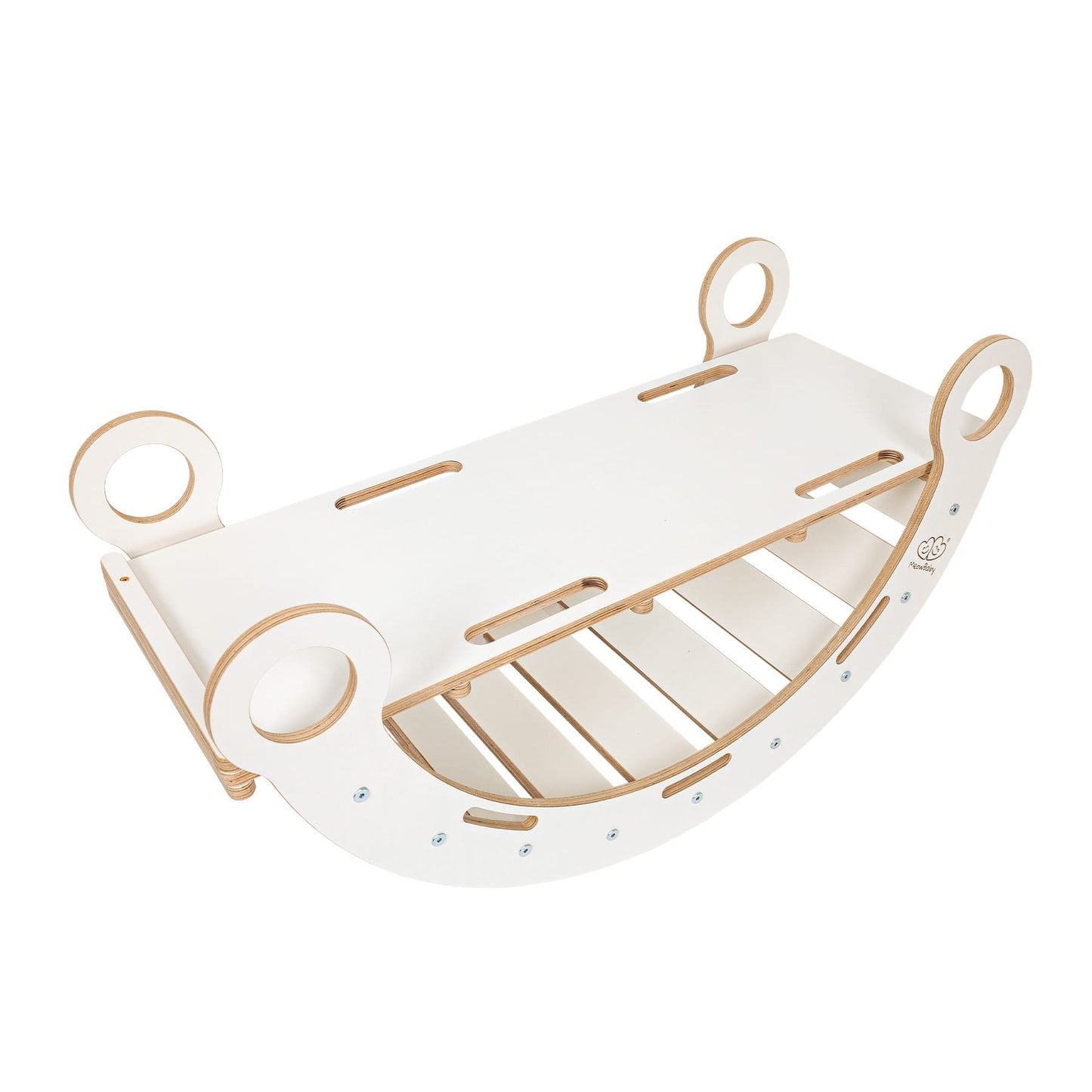 Medium Dream Rocker White Wood & Slide & Ladder With Beige Pillow