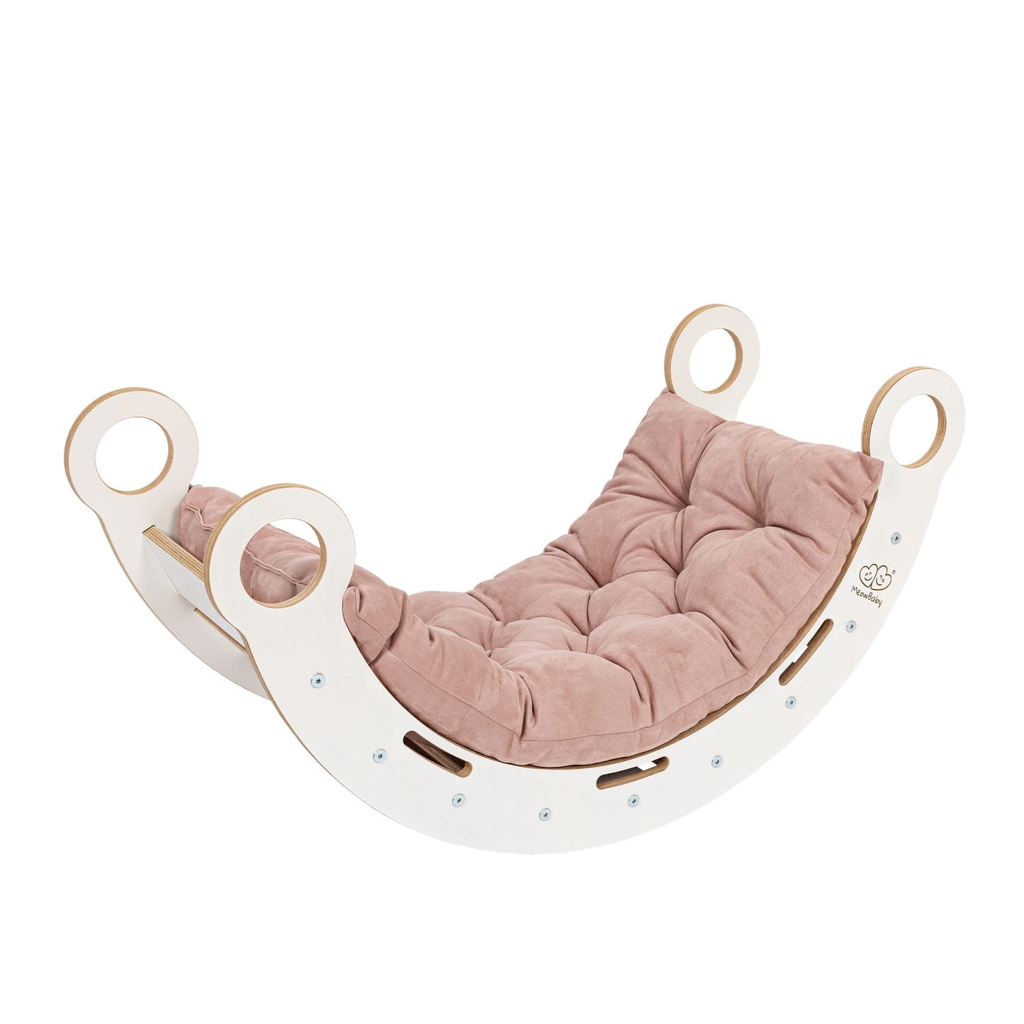 Large Dream Rocker White Wood With Pink Pillow