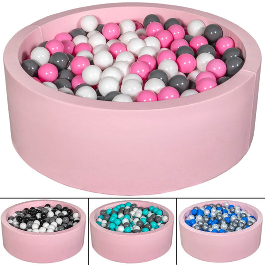 Velinda Soft Jersey Ball Pit with 450 Balls - Pink - Baby & Kids Play Gift - 90cm