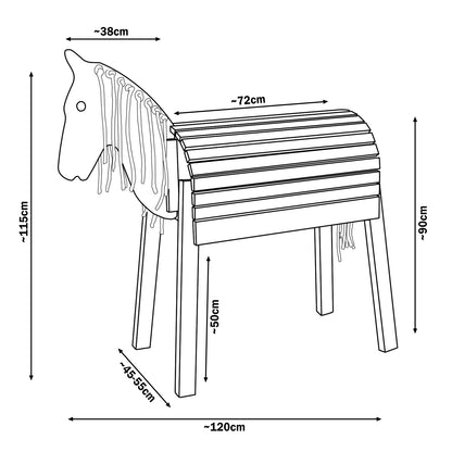 Velinda Wooden Horse Toy - Handmade - Stable - for Ages 3+ - Max Load 100kg