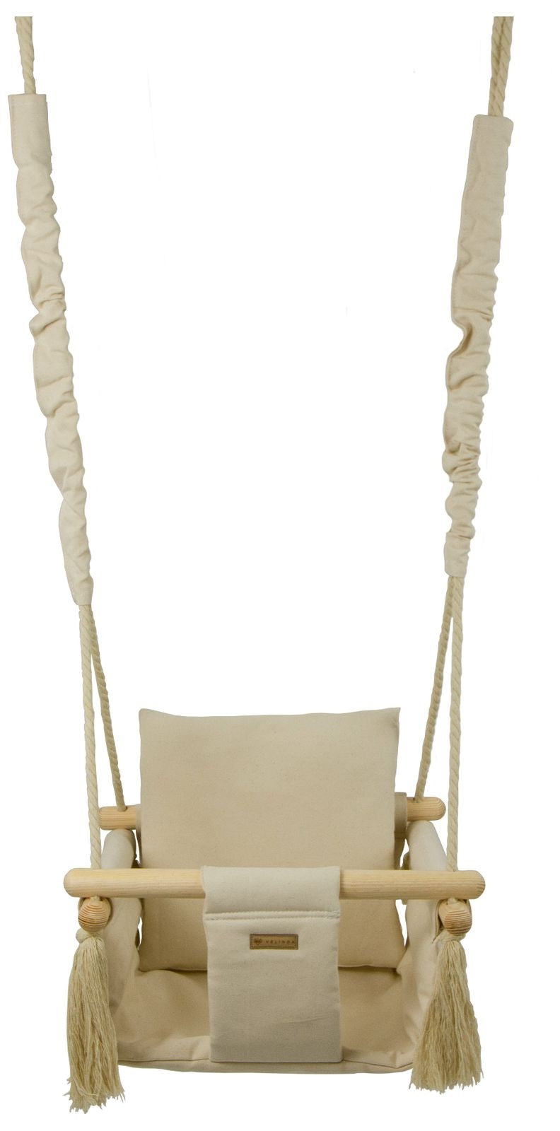 Velinda Kids Swing - Cotton Seat - Decorative Tassels - Indoor/Outdoor