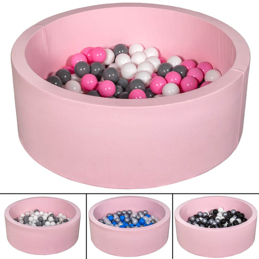 Velinda Soft Jersey Ball Pit with 150 Balls - Pink - Baby & Kids Play Gift, 90cm