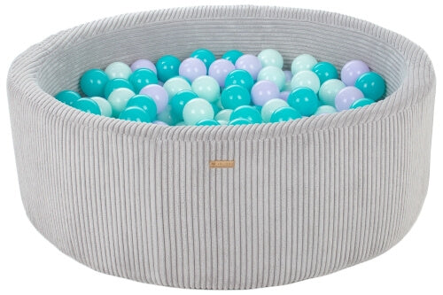 Velinda Soft Play Ball Pit with 300 Balls - Corduroy Fabric - 90cm - Kids Play Toy