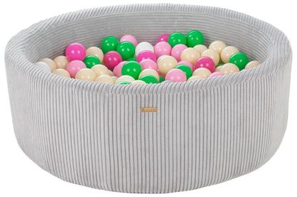 Velinda Soft Play Ball Pit with 300 Balls - Corduroy Fabric - 90cm - Kids Play Toy