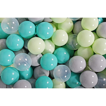 Round Ball Pit With 200 Balls, 90x30cm, Light Grey, Cotton