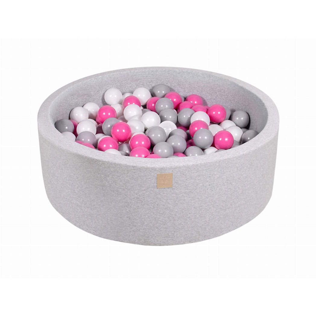 Round Ball Pit With 200 Balls, 90x30cm, Light Grey, Cotton