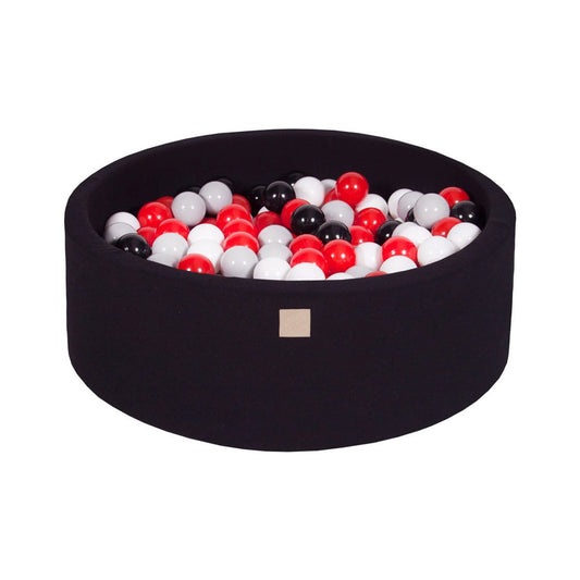 Round Ball Pit With 200 Balls, 90x30cm, Black, Cotton