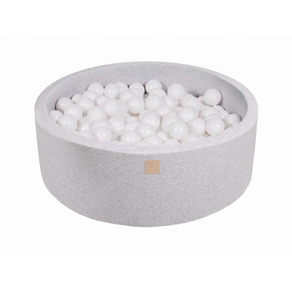 Round Ball Pit With 200 Balls, 90x30cm, Light Grey, Cotton