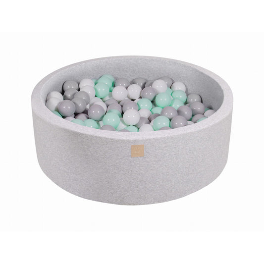 Round Ball Pit With 200 Balls, 90x30cm, Light Grey, Cotton