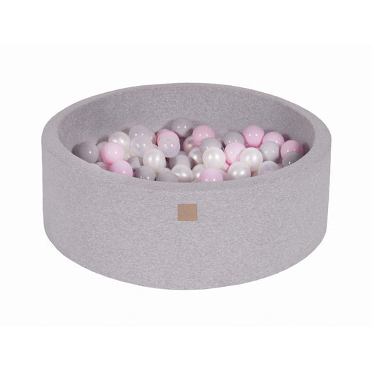 Round Ball Pit With 200 Balls, 90x30cm, Light Grey, Cotton